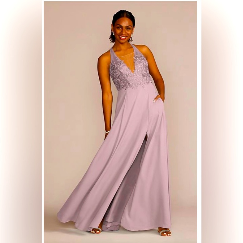 Galina signature halter lace and georgette bridesmaid dress- NWT